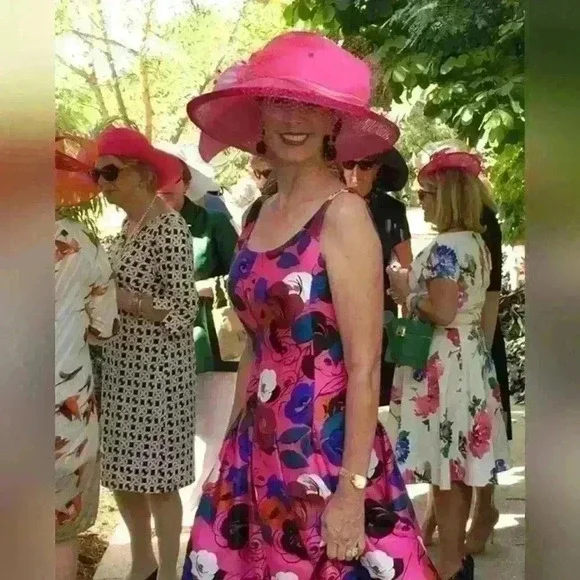 Oscar de la renta hot pink flowers dress size 10 with side pockets NWT - Picture 5 of 16